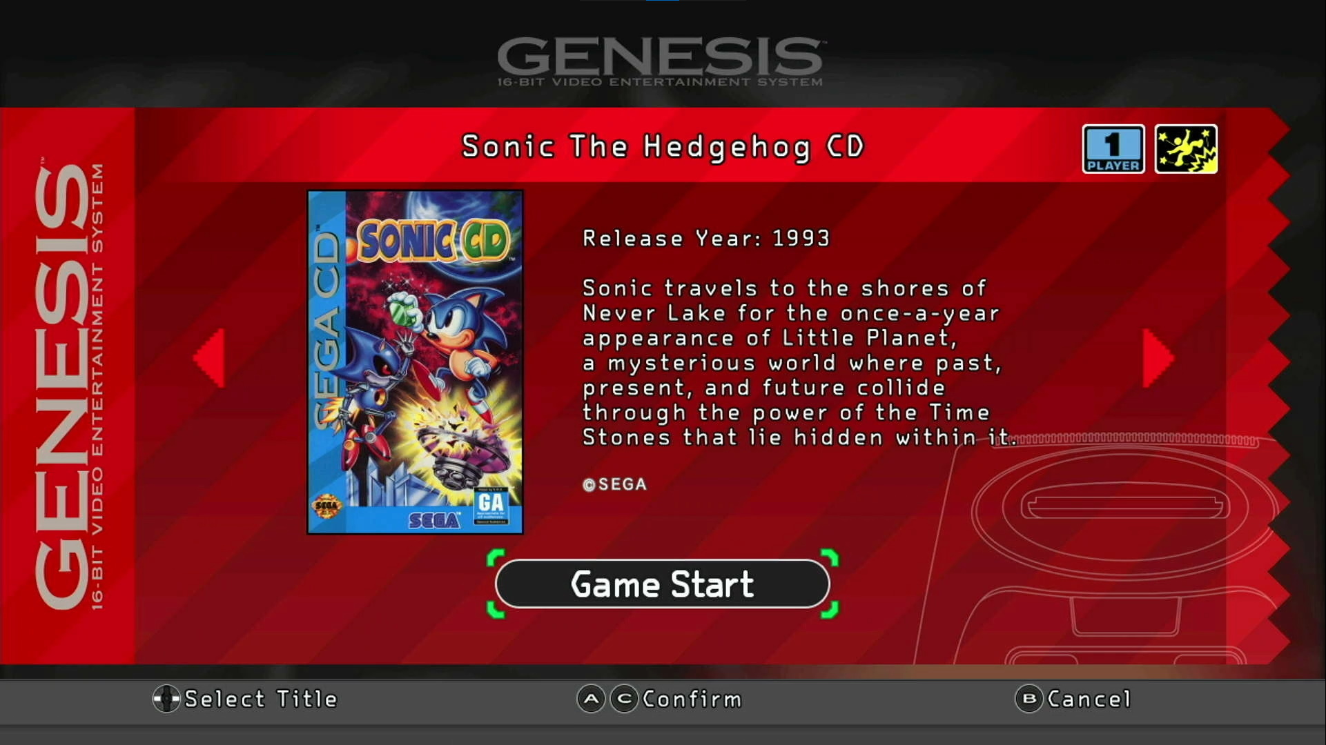Sonic CD sur la Sega Genesis Mini 2